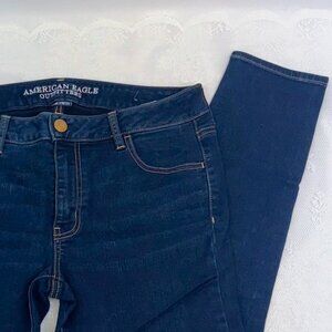American Eagle Dark Denim Jean Super Stretch Leggings "Jeggings" Size 14 Short
